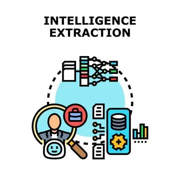 Intelligence extraction concept for data analysis and research Stock Illustration