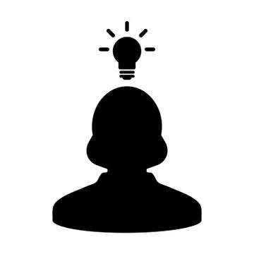 Intelligence icon vector female person profile avatar symbol with bulb creative 스톡 일러스트