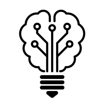 Intelligence lamp icon with brain and circuit board Stock Illustration