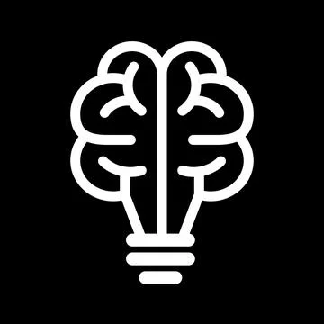 Intelligence lamp icon with brain Stock Illustration
