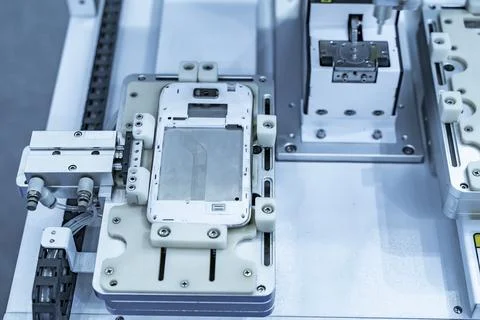Intelligence machine working in mobile phone factory,Smart factory industry.. Foto stock