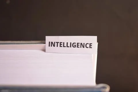 Intelligence Paper Tab Between Book Pages for Cognitive Skills and Academic.. Foto stock