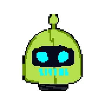 Intelligence robot head pixel art vector illustration Stock Illustration