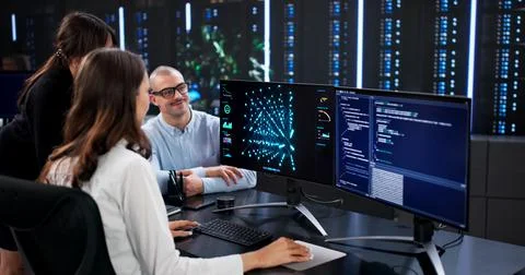 Intelligence Security Team Analyzing Data At Center Using AI Cloud Stock Photos