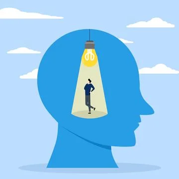 Intelligence thinking, wisdom or intuition in genius brain, creative mindset Stock Illustration