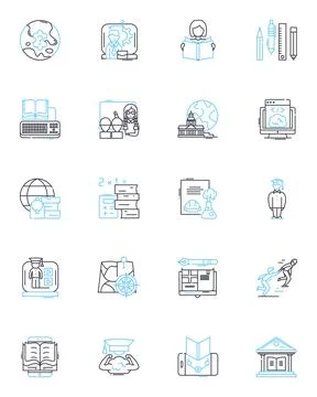 Intelligent academy linear icons set. Education, Learning, Intelligence, Academy Stock Illustration