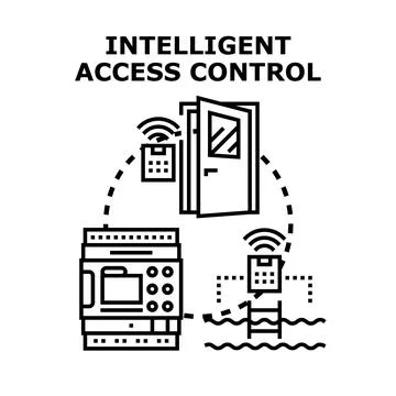 Intelligent access control system managing secure entry points Illustrazione stock