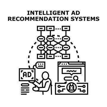 Intelligent ad recommendation system concept with digital user interface Stock Illustration