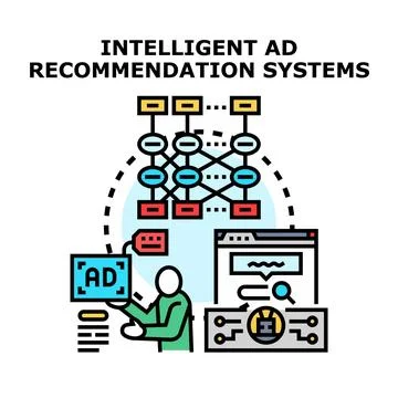 Intelligent ad recommendation system concept with digital user interface Stock Illustration