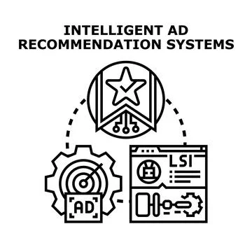 Intelligent ad recommendation system vector illustration the process of perso Stock Illustration
