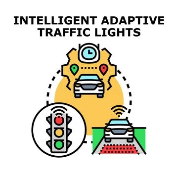 Intelligent adaptive traffic controlling for smart city transportation Stock Illustration