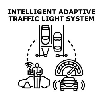 Intelligent adaptive traffic light system vector concept Stock Illustration