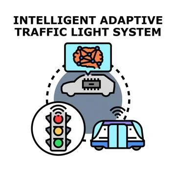 Intelligent adaptive traffic light system managing urban mobility Stock Illustration
