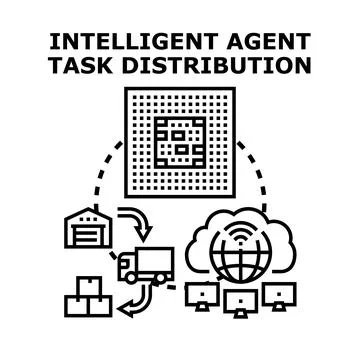 Intelligent agent system distributing tasks and managing operations Stock Illustration