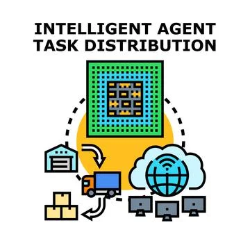 Intelligent agent system distributing tasks and managing operations 库存插图