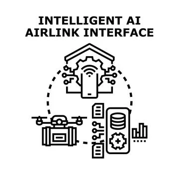 Intelligent ai airlink interface with drone and data 库存插图