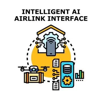 Intelligent ai airlink interface with drone and data Stock Illustration
