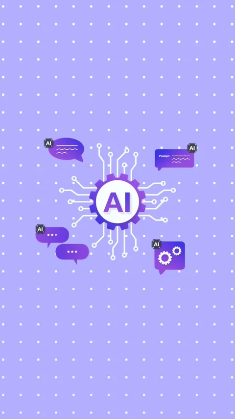 Intelligent AI Chatbot &amp; Assistant Animation. Vertical Video for Marketing, Tech Stock Footage 311174440