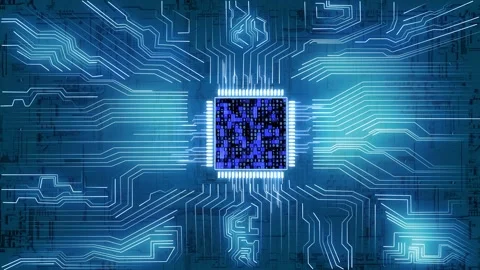 Intelligent AI computing chip current diffusion 動画素材 236181785