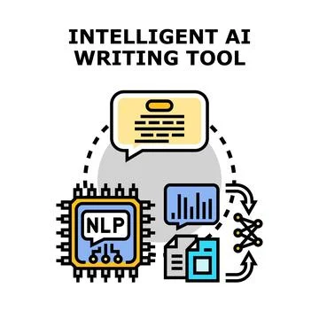 Intelligent ai writing tool concept generating content Stockillustratie