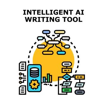 Intelligent ai writing tool generating content and ideas Stock Illustration