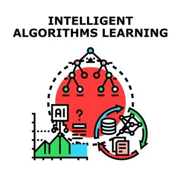Intelligent algorithms learning process with artificial intelligence 스톡 일러스트
