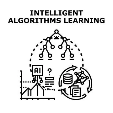 Intelligent algorithms learning process with artificial intelligence Stock Illustration