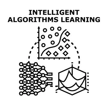 Intelligent algorithms learning process with data analysis Illustrazione stock