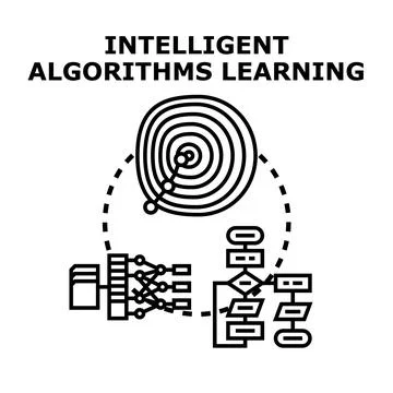 Intelligent algorithms learning process developing artificial intelligence Stock Illustration