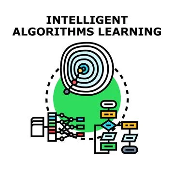 Intelligent algorithms learning process developing artificial intelligence Stock Illustration