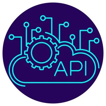 Intelligent API Icon. Minimalistic neon outline Stockillustratie