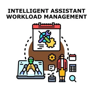 Intelligent assistant managing human workload and schedule Stock Illustration