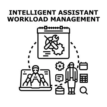 Intelligent assistant managing human workload and schedule Stock Illustration