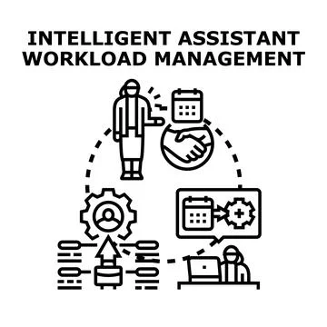 Intelligent assistant workload management scheduling tasks concept Stock Illustration