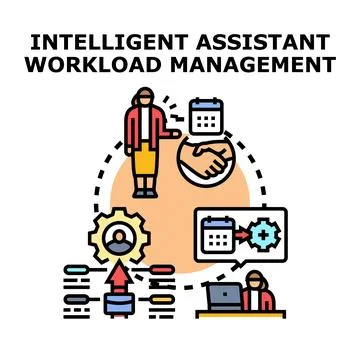 Intelligent assistant workload management scheduling tasks concept Stock Illustration