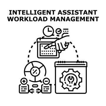 Intelligent assistant workload management task organization scheduling Stock Illustration