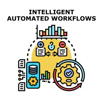Intelligent automated workflow managing data processing solutions Stock Illustration