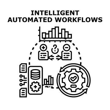 Intelligent automated workflow managing data processing solutions Stock Illustration