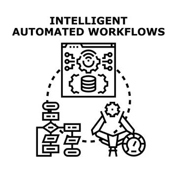 Intelligent automated workflows optimizing business processes digitally Stock Illustration