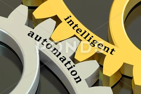 Intelligent Automation concept on the gearwheels, 3D rendering Stock Illustration