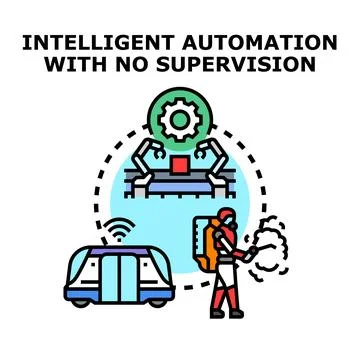 Intelligent automation concept with no human supervision イラスト素材