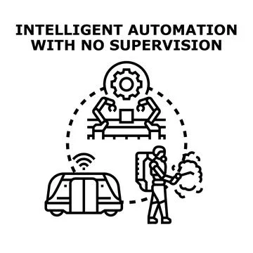 Intelligent automation concept with no human supervision Stock Illustration