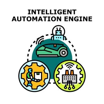 Intelligent automation engine optimizing smart industry processes Stock Illustration