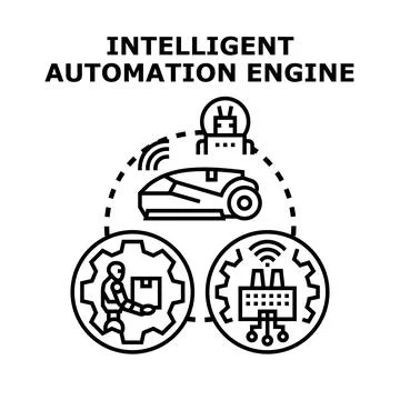 Intelligent automation engine optimizing smart industry processes Stock Illustration