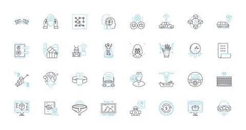 Intelligent automation linear icons set. Innovation, Efficiency, Productivity Stock Illustration
