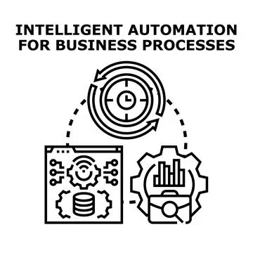 Intelligent automation optimizing business processes efficiency management Stock Illustration