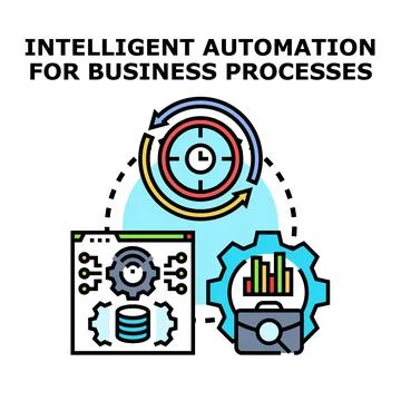 Intelligent automation optimizing business processes efficiency management Stock Illustration