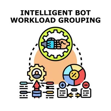 Intelligent bot workload grouping system concept Stockillustratie