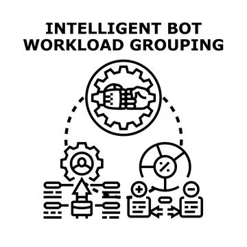 Intelligent bot workload grouping system concept Stock Illustration