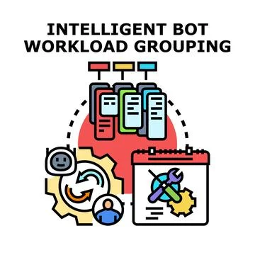 Intelligent bot workload grouping vector concept Illustrazione stock